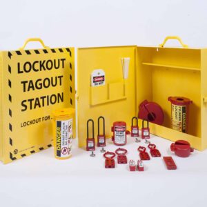 Lockout Tagout Station with Storage for Safety Equipment and LOTO Padlocks