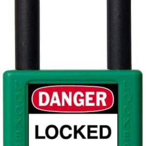Padlock, 1.5" Shackle,Green, Keyed Alike