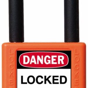 Padlock, 1.5" Shackle, Orange, Keyed Alike
