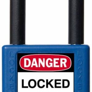 Padlock, 1.5" Shackle, Blue, Keyed Different