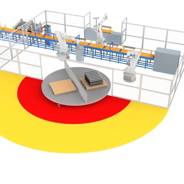 sx5-robot-cell-no-bkgd.psd - 1280 x 1280 Industrial Robotics Cell Perimeter Safety Example